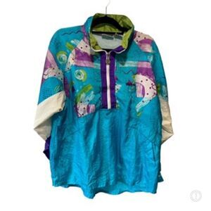 Vintage Colorful Wilson Advantage Windbreaker Nylon 1/4 Zip Jacket 1990s 90s